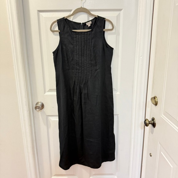J. Jill Dresses & Skirts - J. Jill Women M Petite Black Linen Pin Tuck Pleated Sleeveless Knee Length Dress